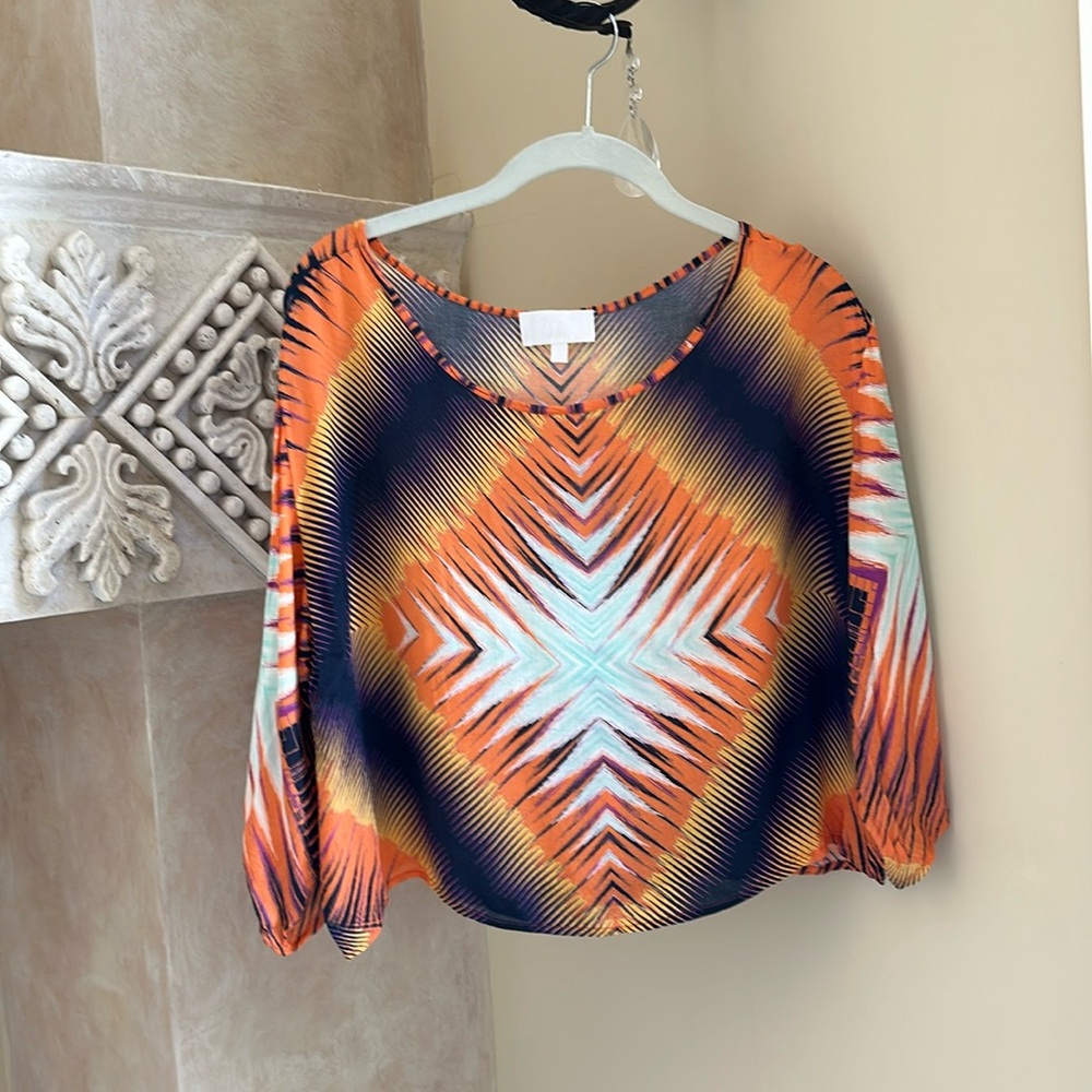 Alexis long sleeve abstract colorful top
